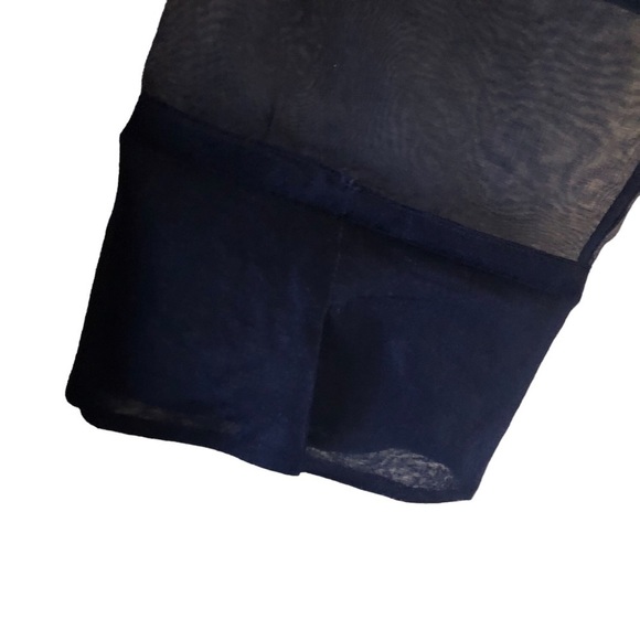 Talbots Long Sleeve Ruffle V-Neck Sheer Crepe Wrap Blouse Women's Plus 22W Blue - Picture 7 of 8